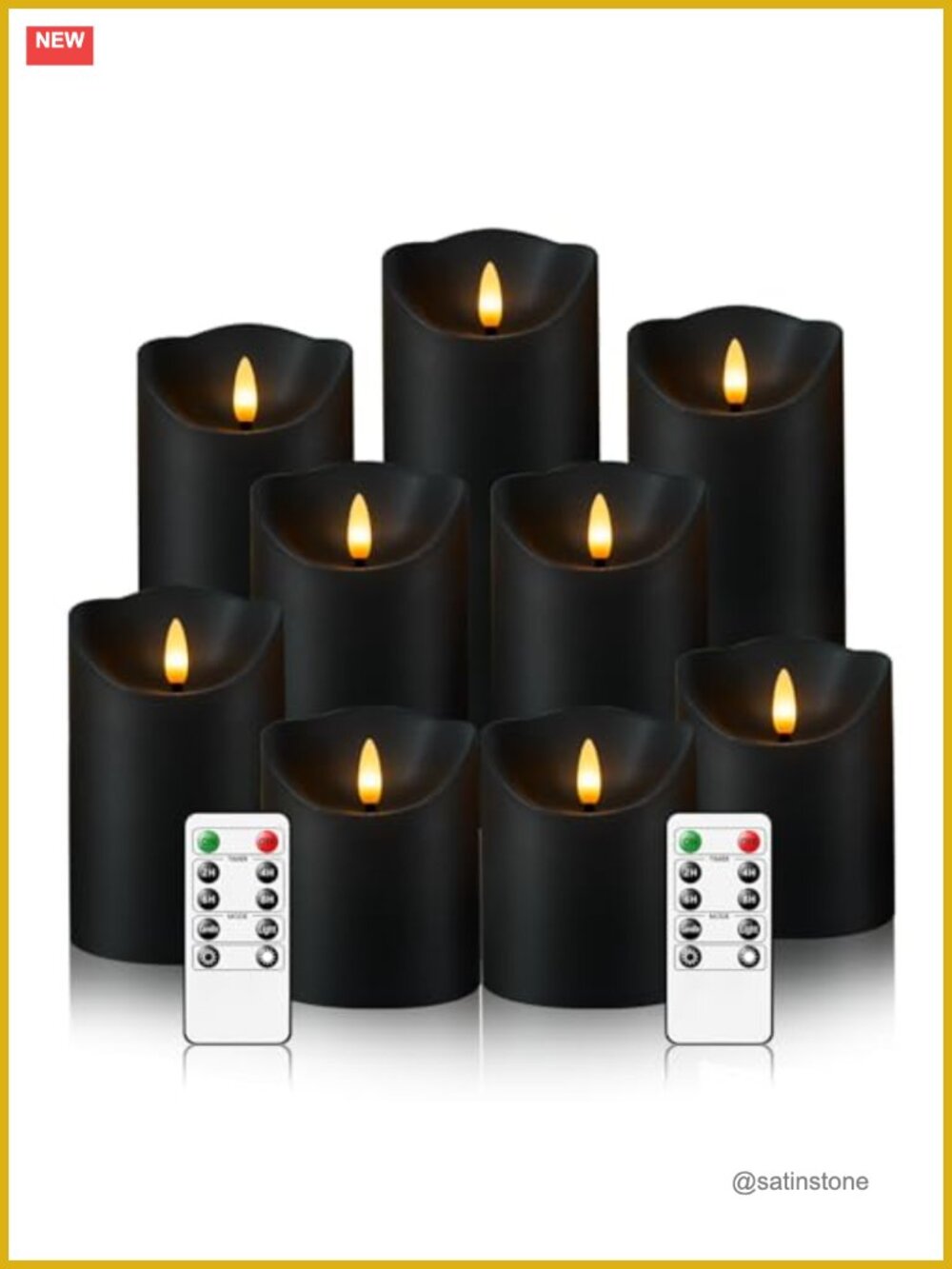 Realistic Flickering LED Candles with Remote Timer (Black)